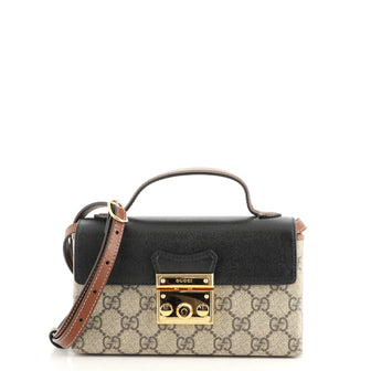 Gucci Padlock Convertible Top Handle Bag GG Coated Canvas and Leather Mini
