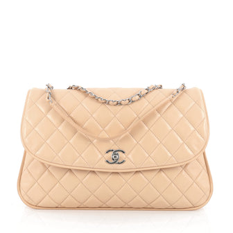 Chanel CC Flap Compartment Shoulder Bag Calfskin Medium neutral