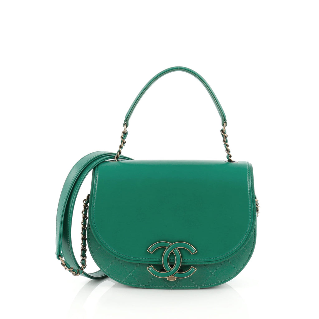 Buy Chanel Coco Curve Top Handle Bag Goatskin Small Green 1707204