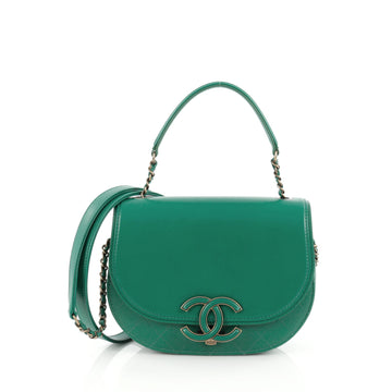 Chanel Coco Curve Top Handle Bag Goatskin Small Green