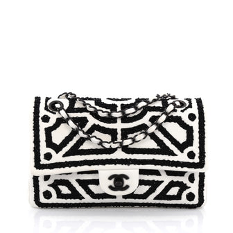 Chanel Garden Of Versailles Double Flap Sequin Embellished Leather Medium White