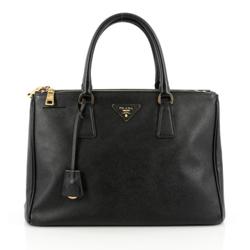 Prada Double Zip Lux Tote Saffiano Leather Medium Black