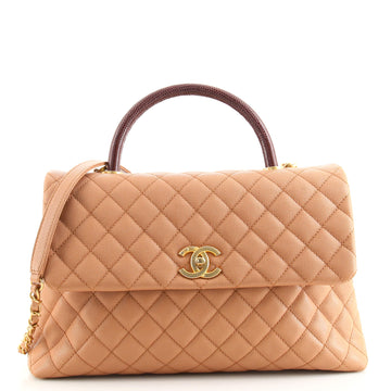 Chanel Coco Top Handle Bag Quilted Caviar with Lizard Medium