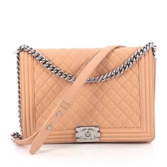 Chanel Boy Flap Bag Quilted Matte Caviar Large Pink