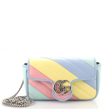 Gucci GG Marmont Flap Bag Diagonal Quilted Leather Super Mini