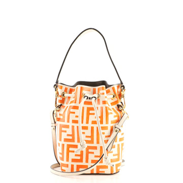 Fendi Mon Tresor Bucket Bag Zucca Embossed Leather Mini