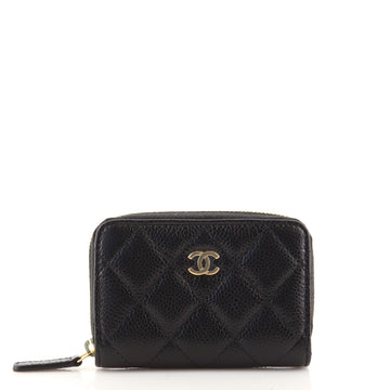 Chanel Classic Zip Around Card Holder Coin Purse Quilted Caviar Small