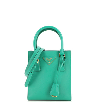 Prada Convertible Open Tote Saffiano Leather Mini