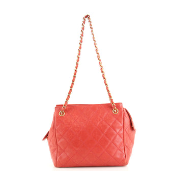 Chanel Vintage Zipped Chain Tote Quilted Caviar Small
