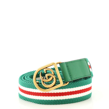 Gucci Framed GG Round Buckle Belt Web Canvas Thin
