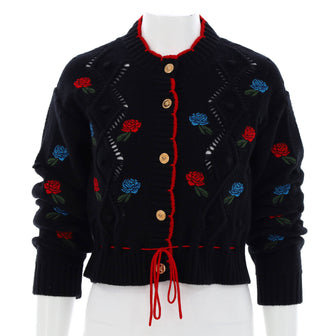 Versace Women's Button Up Cardigan Embroidered Wool