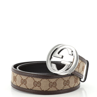 Gucci Interlocking G Belt GG Canvas with Leather Wide