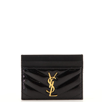 Saint Laurent Classic Monogram Card Holder Matelasse Chevron Patent