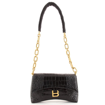 Balenciaga Downtown S Chain-Handle Shoulder Bag Crocodile Embossed Leather XS
