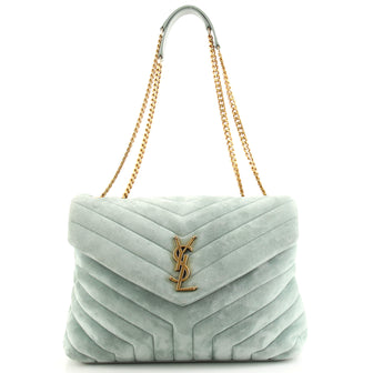 Saint Laurent LouLou Shoulder Bag Matelasse Chevron Suede Medium