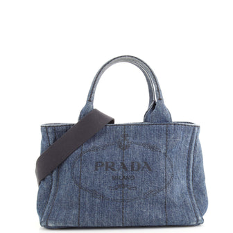 Prada Canapa Convertible Tote Denim Mini