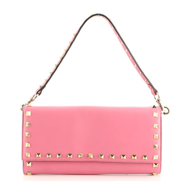 Valentino Rockstud Trifold Travel Wallet Leather