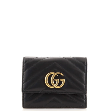 Gucci GG Marmont Trifold Wallet Matelasse Leather Compact