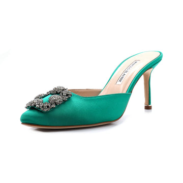 Manolo Blahnik Women's Hangisimu Heeled Mules Satin