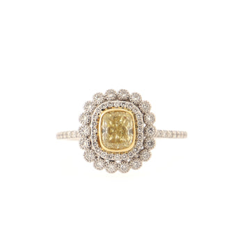 Tiffany & Co. Enchant Cushion Ring Platinum and 18K Yellow Gold with Diamonds and Cushion Cut Yellow Diamond 1.22CT