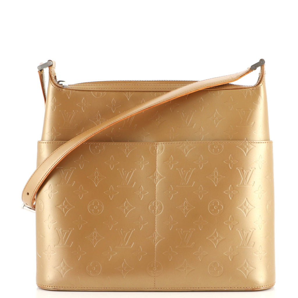 Louis Vuitton Gold Mat Vernis Leather Monogram Logo Sutter