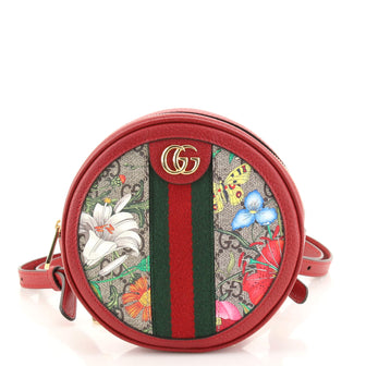 Gucci Ophidia Round Backpack Flora GG Coated Canvas Mini