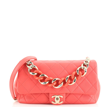 Chanel Resin Elegant Chain Flap Bag Quilted Lambskin Large