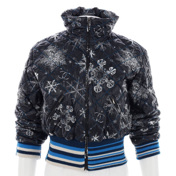 Chanel Women's Zip Up Puffer Jacket Printed Polyamide