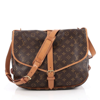 Louis Vuitton Saumur Handbag Monogram Canvas 35 Brown