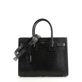 Saint Laurent Sac de Jour NM Bag Crocodile Embossed Leather Baby
