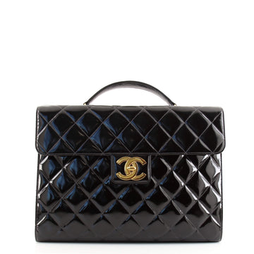 Chanel Vintage CC Briefcase Quilted Patent Large