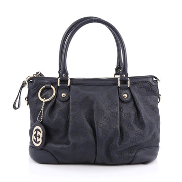 Gucci Sukey Top Handle Satchel Guccissima Leather Medium blue