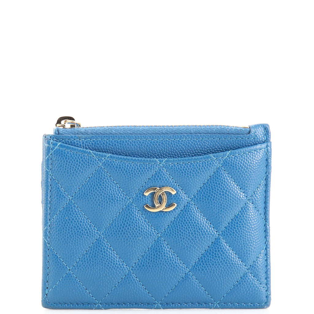 Chanel CC Zip Card Holder Quilted Caviar Blue 1711662