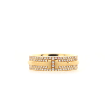 Tiffany & Co. T Pave Ring 18K Yellow Gold and Diamonds Wide