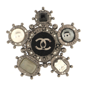 Chanel CC Baroque Brooch Metal with Tweed, Cabochons, Crystals and Faux Pearls