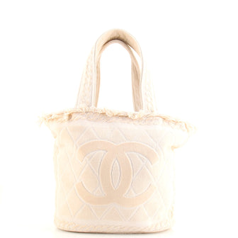 Chanel CC Beach Tote Terry Cloth Small Pink