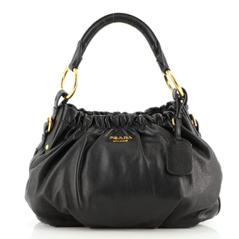 Prada Gathered Hobo Soft Calf Medium