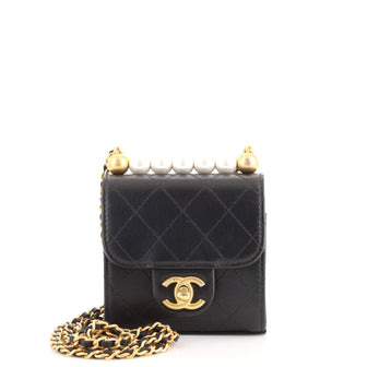 Chanel Chic Pearls Flap Clutch with Chain Quilted Goatskin Mini