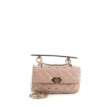 Valentino Rockstud Spike Flap Bag Quilted Patent Small