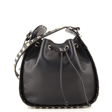 Valentino Rockstud Drawstring Bucket Bag Leather Small