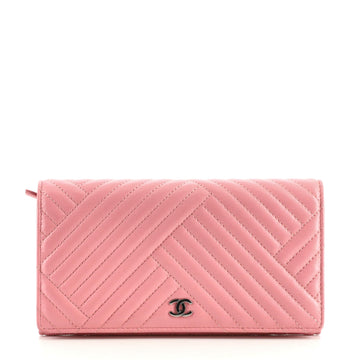 Chanel CC Crossing Flap Wallet Chevron Lambskin Long