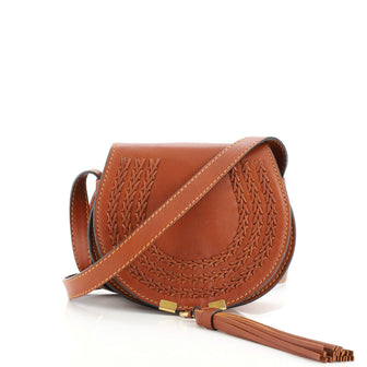 Chloe Marcie Tassel Crossbody Bag Whipstitch Leather Small