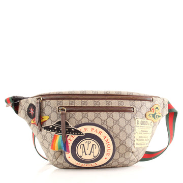 Gucci Courrier Zip Belt Bag GG Coated Canvas with Applique