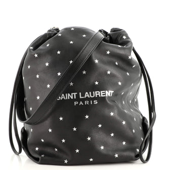 Saint Laurent Teddy Bucket Bag Printed Leather Small
