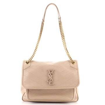 Saint Laurent Niki Chain Flap Bag Matelasse Chevron Leather Medium