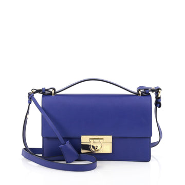 Salvatore Ferragamo Gancio Lock Shoulder Bag Calfskin Medium blue