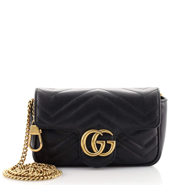 Gucci GG Marmont Coin Purse on Chain Matelasse Leather