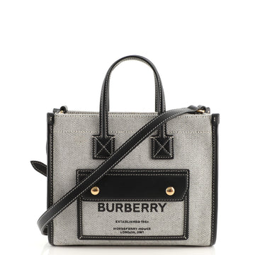 Burberry Freya Shopping Tote Canvas with Leather Mini