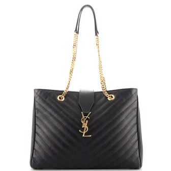 Saint Laurent Classic Monogram Shopper Matelasse Chevron Leather Large