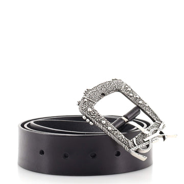 Saint Laurent Cheyenne Belt Leather and Metal Wide
